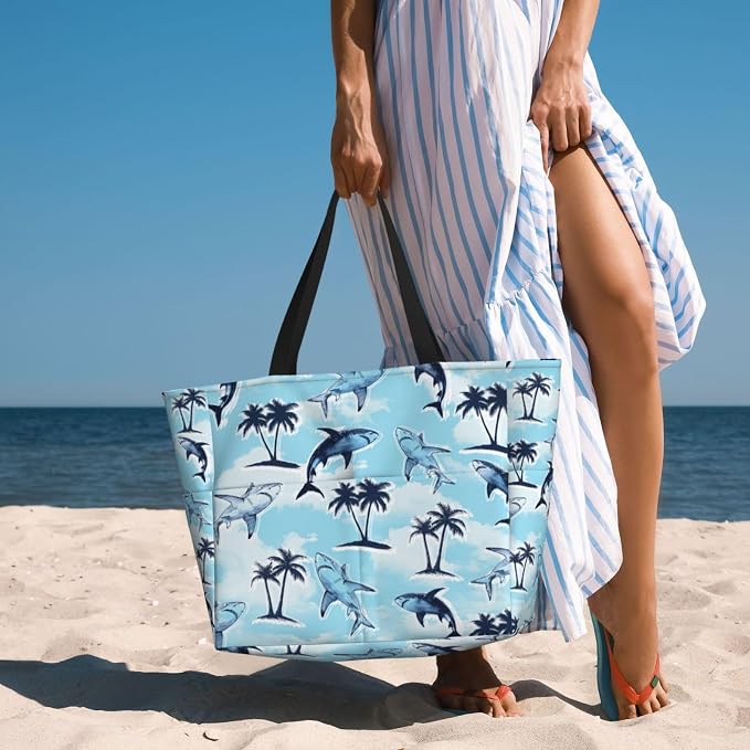 Beach Bag for Women Beach Tote Bag Waterproof Sandproof Large Bags - Image 6