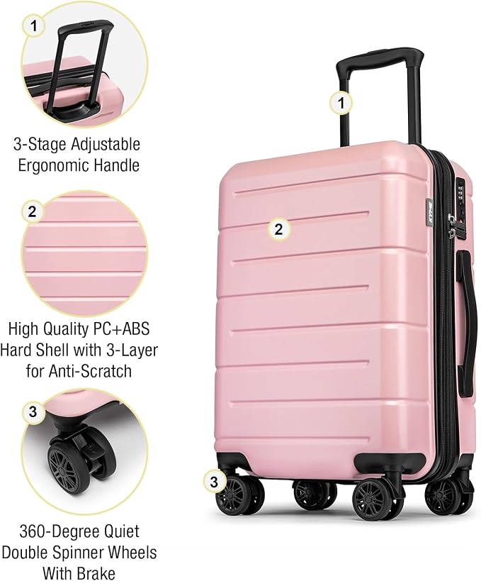 KYME Pink Hardside Expandable Carry On Luggage 22x14x9 Airline Approved 20 Inch - Image 5