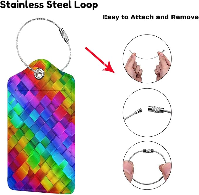 2 Pcs Colorful Geometric Luggage Tags - Image 2