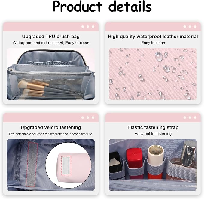BOYATU Travel Makeup Bag Organizer Cosmetic Bag: 3 Pcs Set Make up Bags - Image 4