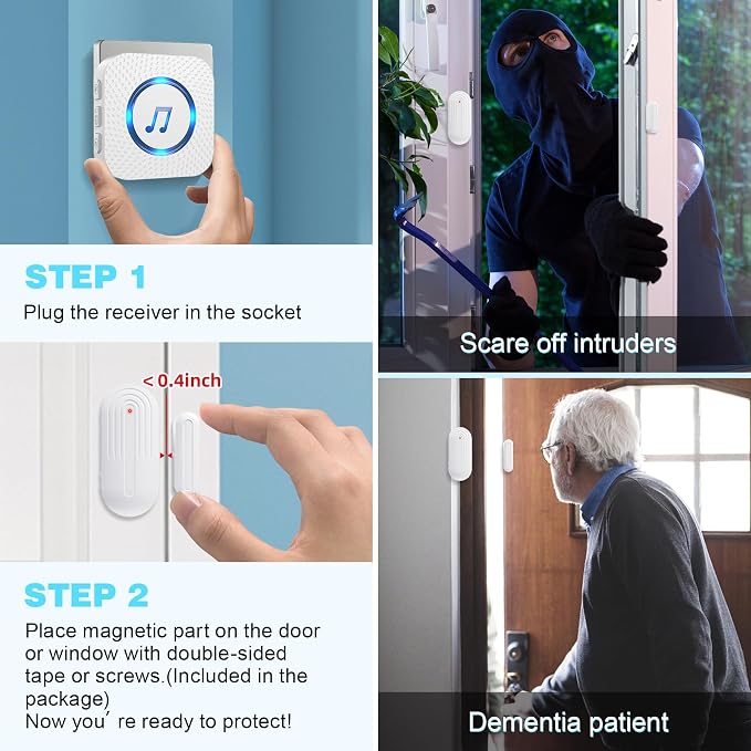 SanJie Door Sensor Chime for Door Opens， Door Entry Chime for - Image 5
