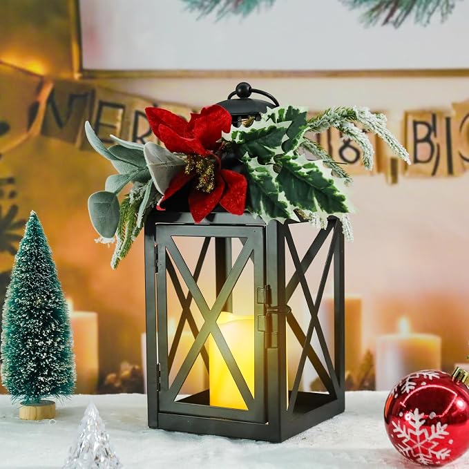 Christmas Lantern Outdoor Deror 13", 2 Pack Waterproof LED Hanging Decorative - Image 6