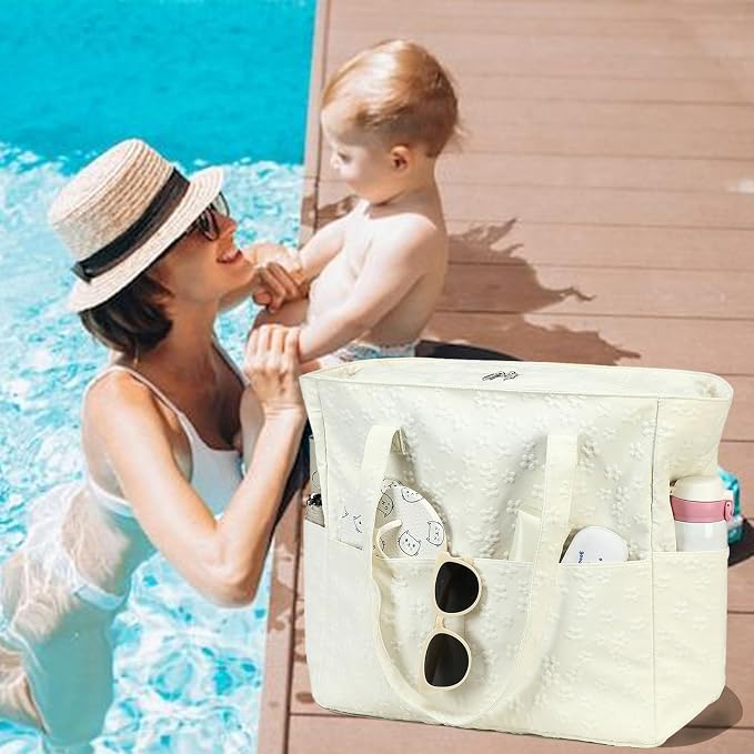 LEDAOU Large Beach Tote Bag Women Waterproof Sandproof Zipper Beach Tote Bag - Image 7