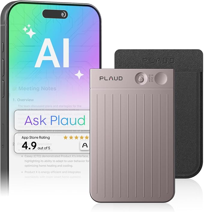 AI Voice Recorder, Note Voice Recorder w/Case, App Control, Transcribe & by PlaudOfficial