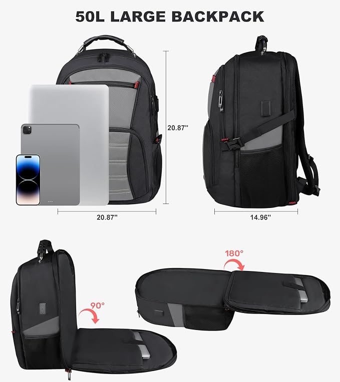 Extra Large Laptop Backpack for Men, Travel Backpack, Big Backpack, 50L Water - Image 5