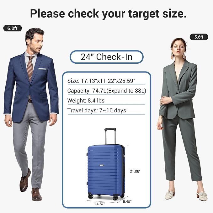 Kono 24 Inch Expandable Luggage Suitcase - Image 8