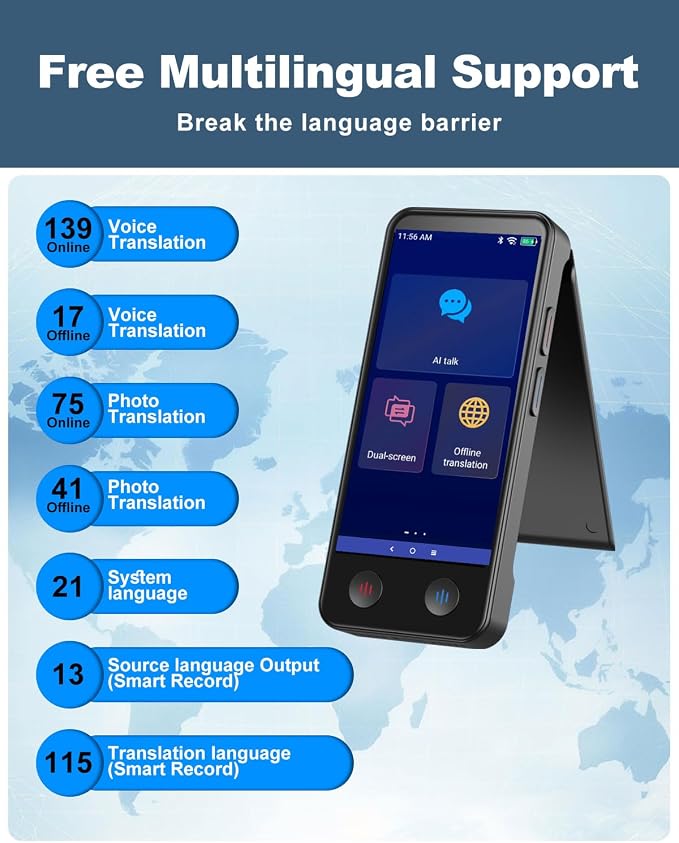 Language Translator Device No WiFi Needed, Dual Screen Real Time Translator Two - Image 5
