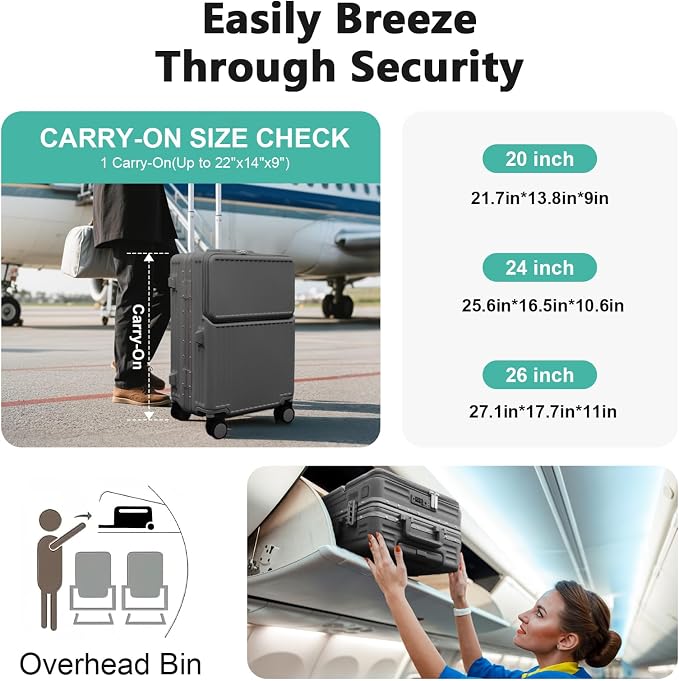 Hard Shell Luggage 24 Inch Travel Luggage, Carry-On Luggage Spinner TSA - Image 6
