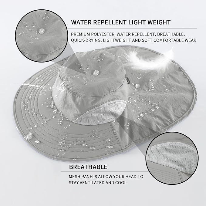 Home Prefer Outdoor UPF50+ Sun Hat Wide Brim Mesh Fishing Hat - Image 3