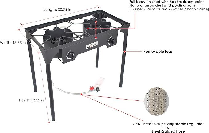High Pressure Double Propane Burner Outdoor Camping Stove - Image 5