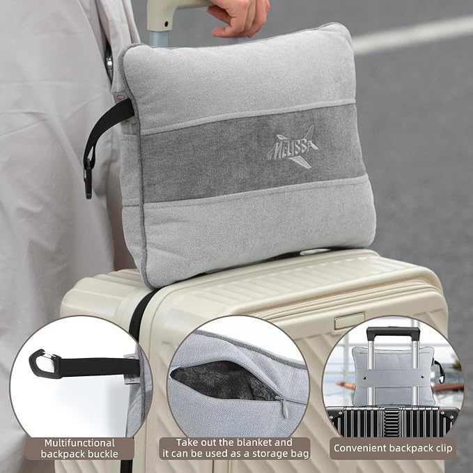Melissa Large Travel Blanket and Inflatable Pillow Set - Image 8