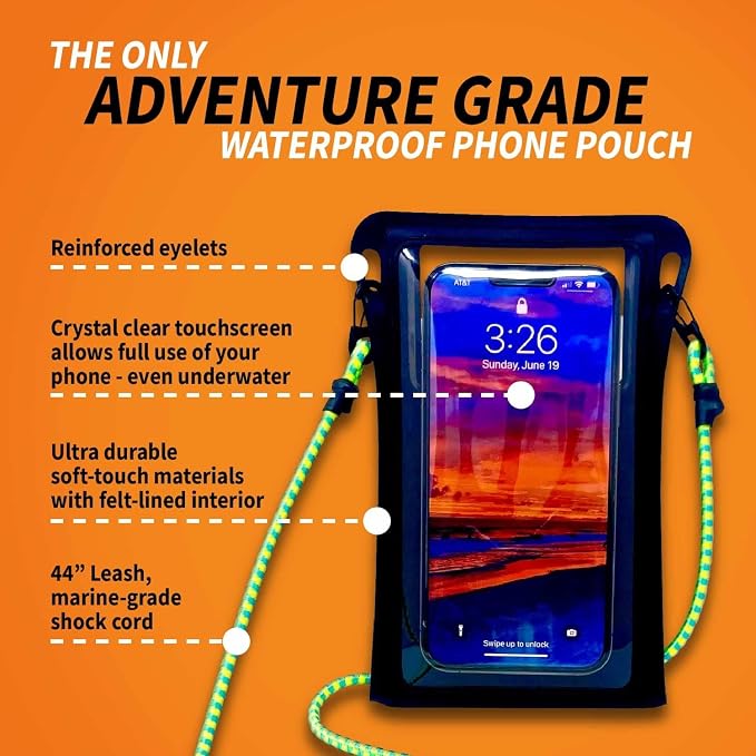 Waterproof Phone Pouch w/Long Lanyard | IPX8 Adventure Grade Cellphone Dry Bag - Image 4
