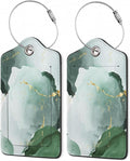 2Pcs Luggage Tag for Suitcase Green Ink Abstract Marble Cute Suitcase Tag by Gearsly