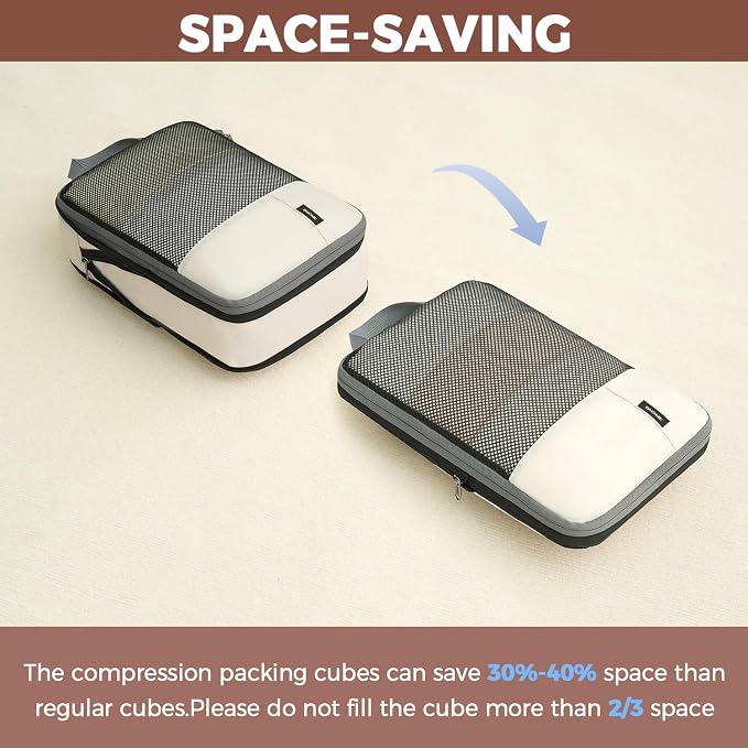 BAGAIL 4 Set/6 Set/8 Set Compression Packing Cubes Travel Accessories - Image 6