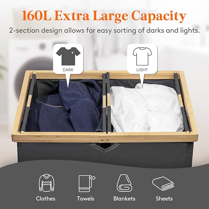 Lifewit 160L Double Laundry Hamper - Image 2