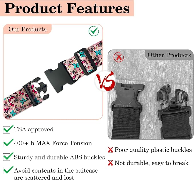 Butterfly Luggage Straps for Suitcases TSA Approved, Luggage Identifiers for - Image 4