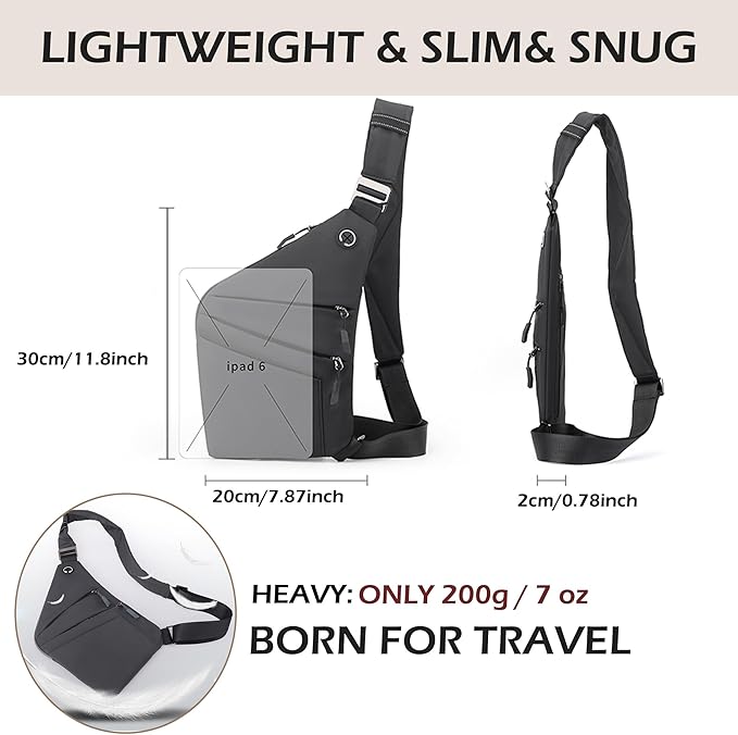 Anti Theft Crossbody Bags for Women Men, Slim Sling Bags - Image 7