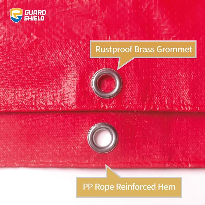 GUARD SHIELD Red Tarp 6x8 Feet Tarps High Visibility Outdoor Poly Cover - Image 3