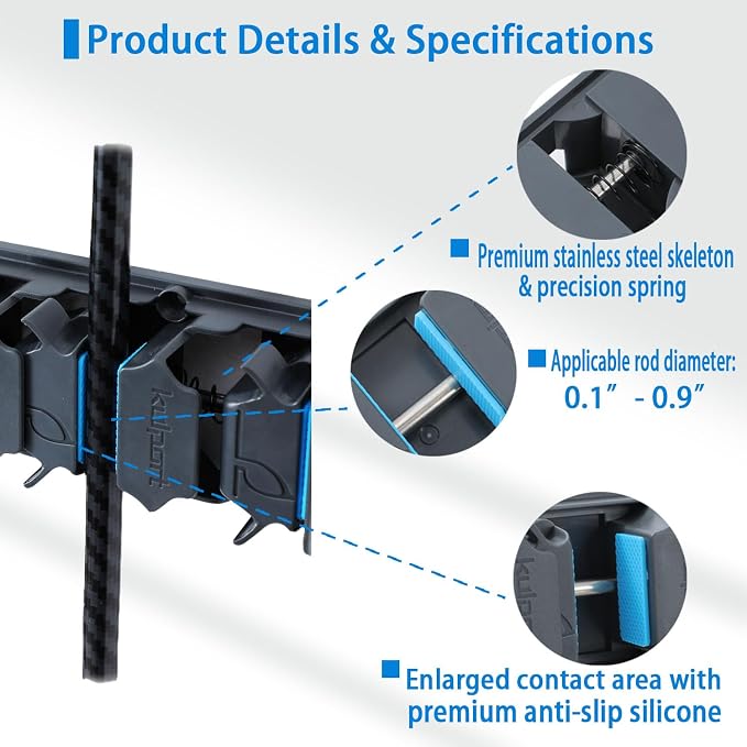 Fishing Rod Holder, Wall-Mounted Fishing Rod Rack Vertical Fishing Pole Holder - Image 5