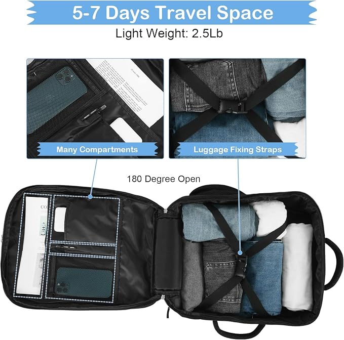 Hanples Travel Backpack for Women Men Large Carry On Person Item Flight - Image 8