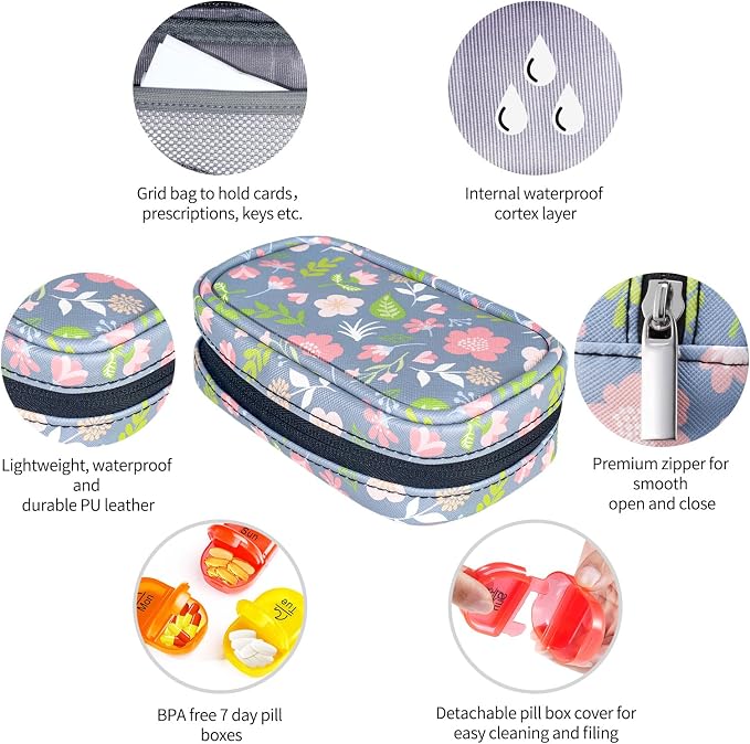 Serfeymi Weekly Travel Pill Organizer 2 Times A Day AM PM Upgraded Rainbow Pill - Image 3