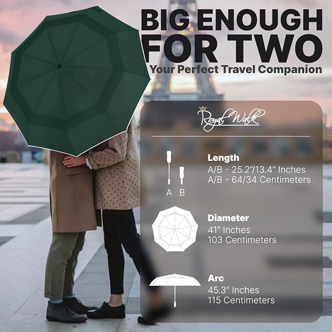 Royal Walk Windproof Folding Travel Umbrella Compact and Strong Luxurious Real - Image 2