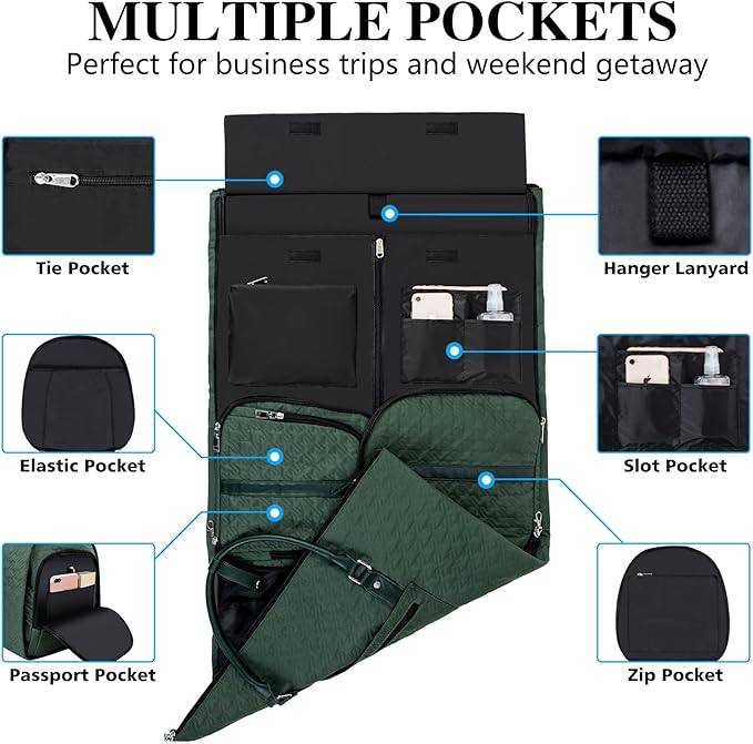 Garment Bag for Travel With Toiletry Bag Convertible Carry On Weekender Bag - Image 2