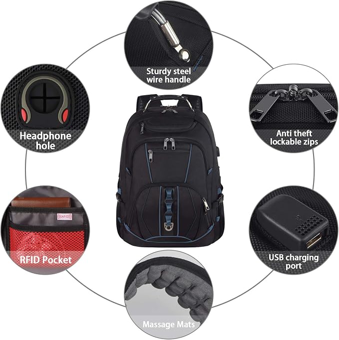 Laptop Backpack, 55L Capacity, TSA Approved, Convenient USB Port, Comfortable - Image 7