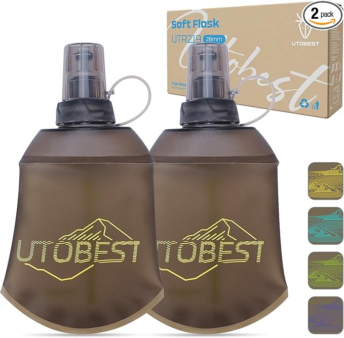 UTOBEST 150ml Soft Flask, 2 Pack Flexible TPU Hydration Water Bottle, by UTOBEST