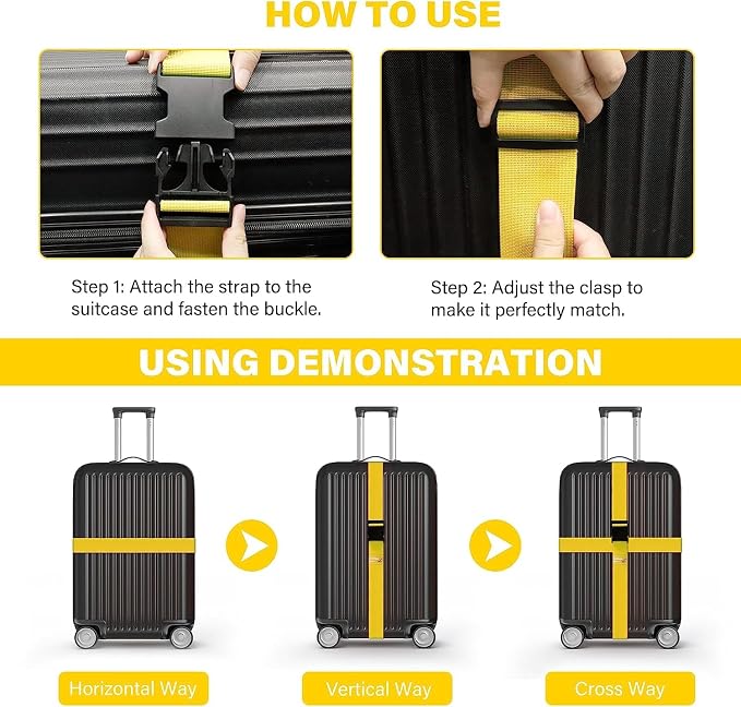 BILIONE 4 Pack Luggage Straps 79" Long Belts Keep Suitcase Secure While - Image 3