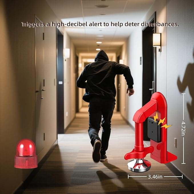 Portable Alarm Door Stopper, Portable Door Jammer, Travel Anti Theft Door - Image 7