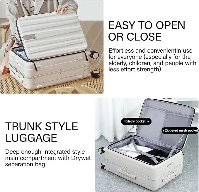 Hanke 26 Inch Large Luggage Suitcase Top Opening Aluminum Frame Travel Luggage - Image 5