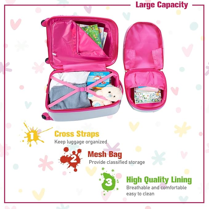 HONEY JOY Kids Luggage, 12” Travel Backpack & 16” Hard Shell Toddler Suitcase - Image 5