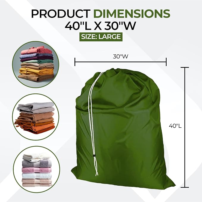 Laundry Bag with Locking Closure Drawstring – Extra Large Heavy Duty 100% Nylon - Image 2