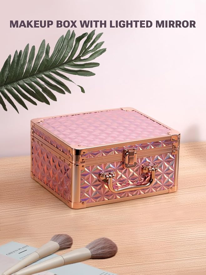 Qislee Makeup Box with A Detachable Lighted Mirror, Waterproof Travel Train Case - Image 7