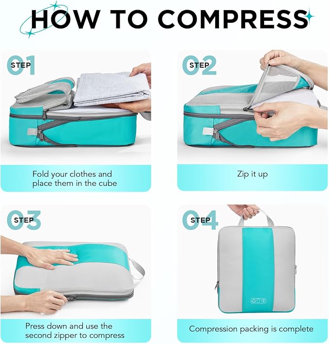 8 Set Compression Packing Cubes - Image 3