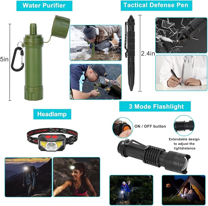 Survival Gear Professional Kit and Large Camping Backpack, First Aid Kit - Image 4