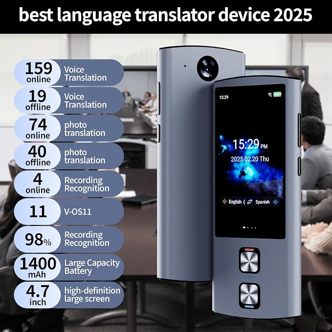 Language Translator Device, 159 Languages, 2025 AI Pocket Offline Instant Voice - Image 2