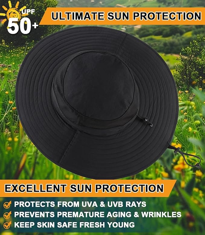 Home Prefer UPF50+ Mens Sun Hat Wide Brim Fishing Hat Foldable Large Brim UV - Image 5