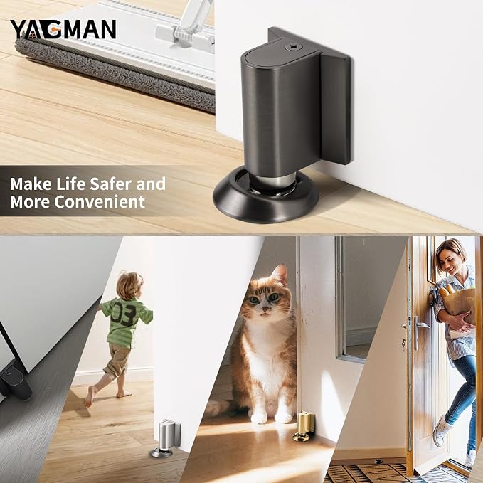 3 Pack Magnetic Door Stoppers Retractable Bottom of Door Holder No Drilling - Image 6