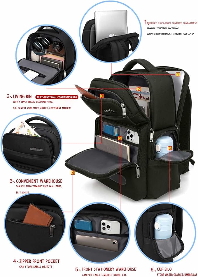 Men's Multilayer Backpack Business Casual Large Capacity Multifunctional Laptop - Image 5