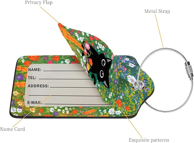 2 Pcs Luggage Tags for Suitcase, Cute Unique PU Leather Travel Bag Tag - Image 3