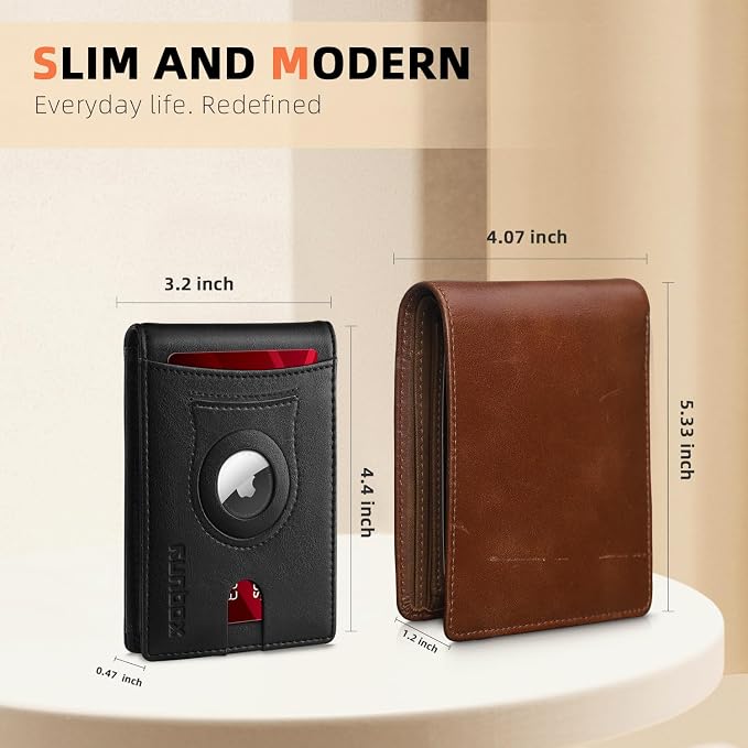 RUNBOX AirTag-Wallet-Mens-Slim-RFID Blocking Wallets Leather - Image 4