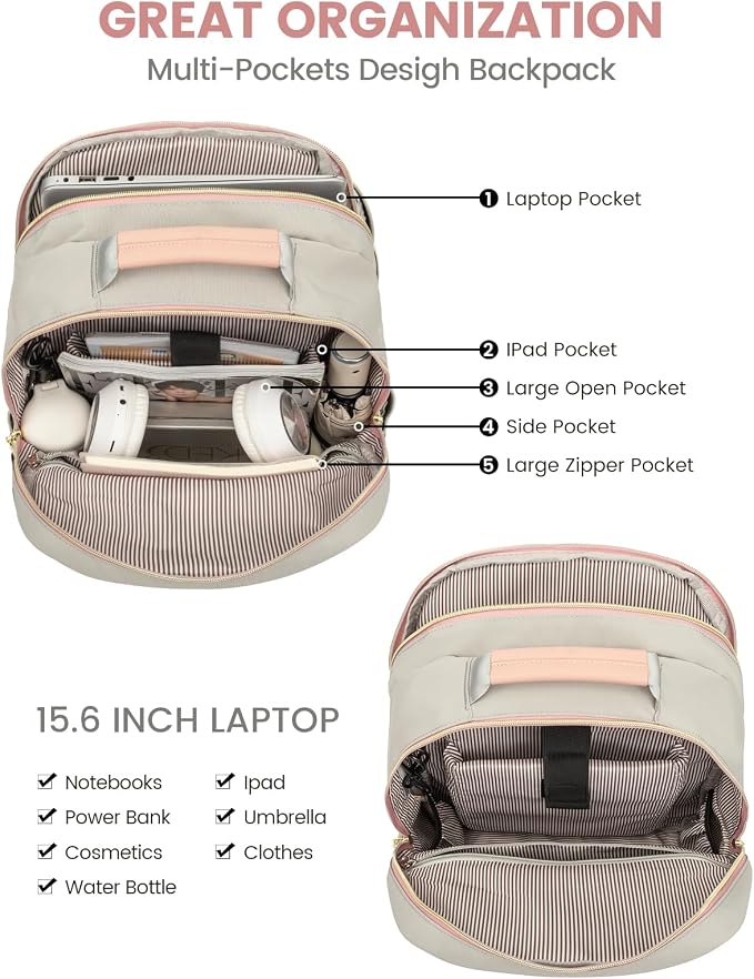 LOVEVOOK Laptop Backpack Purse for Women, Work Travel Computer Bags, College - Image 3