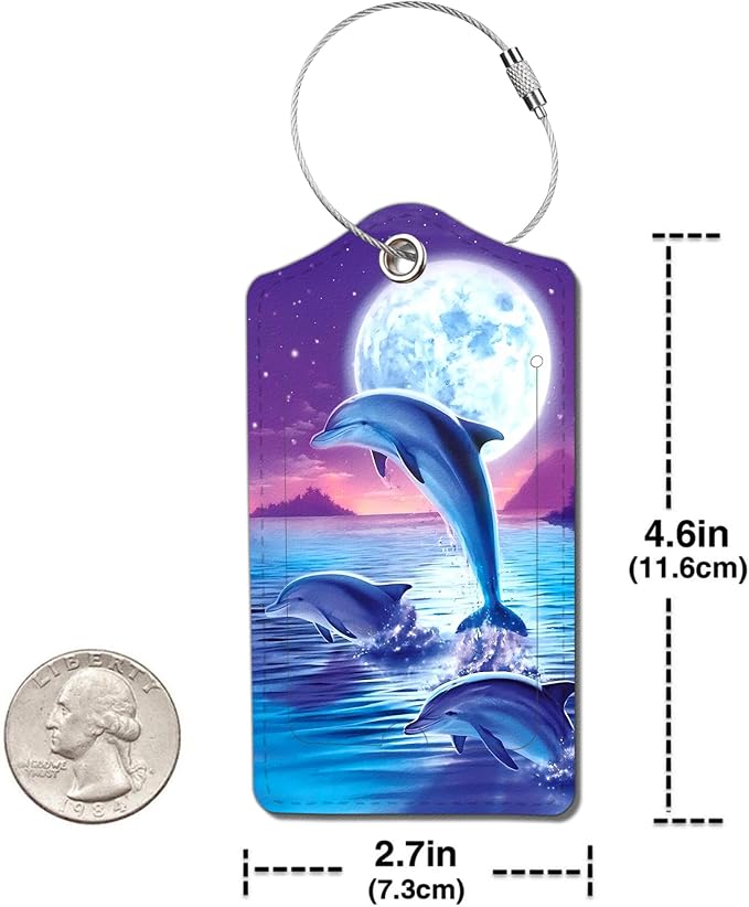 2 Pack Luggage Tag for Suitcase, Cute Unique Leather Bag Tags Identifiers - Image 4