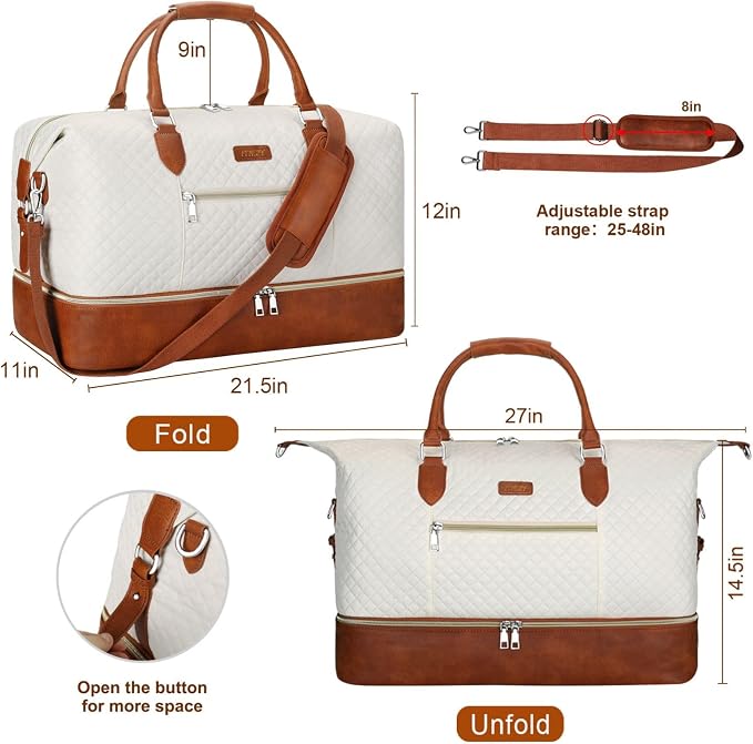Weekender Bag for Women, Travel Duffel Bag Carry On Overnight Bag - Image 7