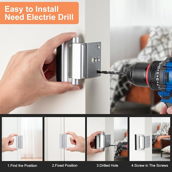 2 Pack Home Security Door Lock, Childproof Door Reinforcement Lock, - Image 3