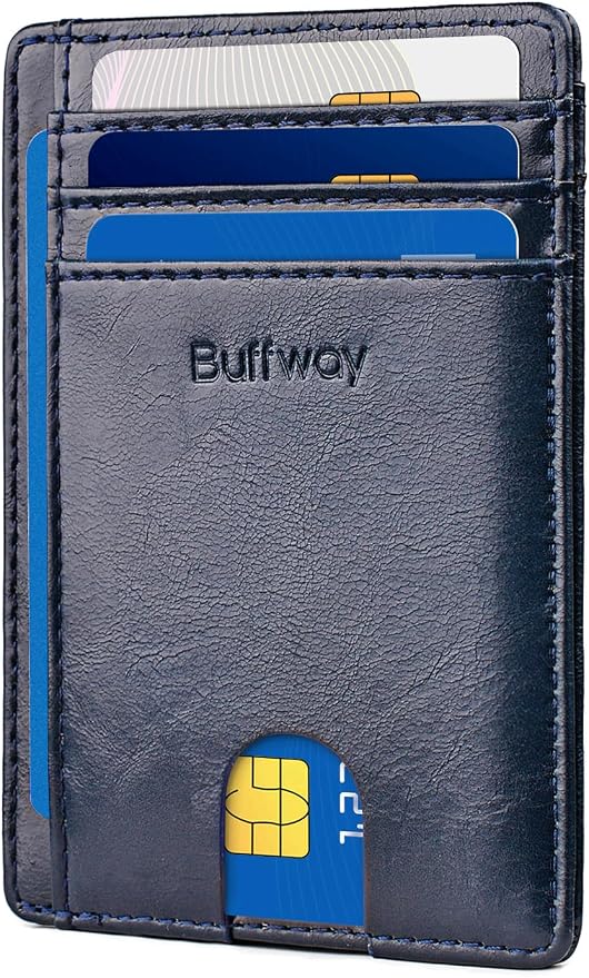 Buffway Slim Minimalist Front Pocket RFID Blocking Leather Wallets by Buffway