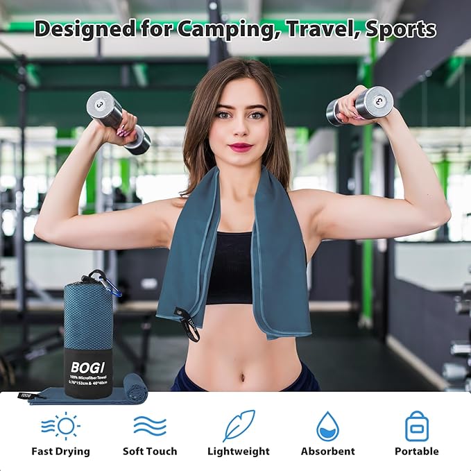 BOGI 4 Pack Microfiber Travel Sports Towel-Quick Dry Towel, Soft Lightweight - Image 5