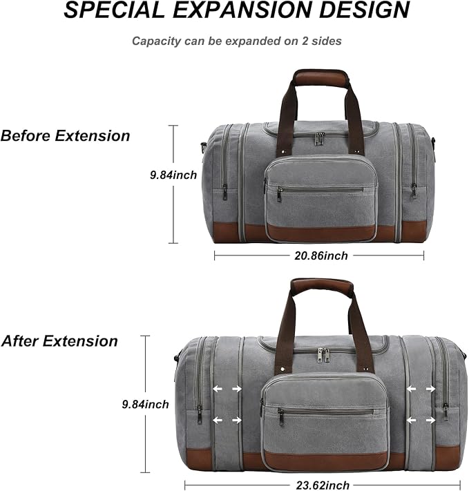 Litvyak Duffle Bag for Travel, 50L Canvas Travel Duffel Bags Overnight Weekend - Image 3